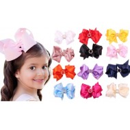 6inch Girls Big Grosgrain Hair Bow Clip with embellishment -assorted colours