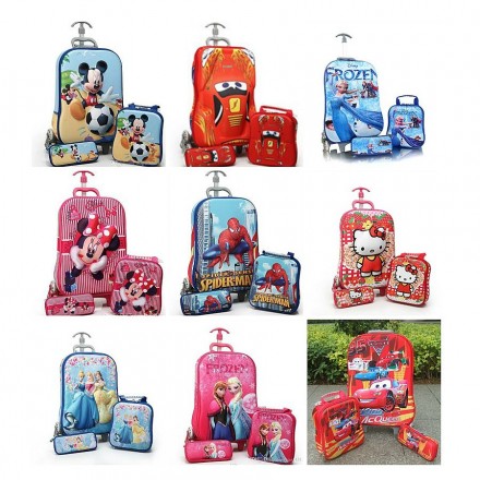 3D Eva trolley 3pcs set- Trolley, Lunchbag & Pencil case- assorted characters