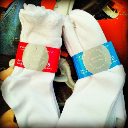 V-Kids Back to school 5pack socks- 2-10yrs