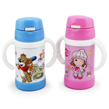 Baby/Toddler Cartoon Thermal Bullet Flask with Dual handle