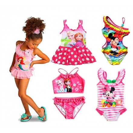 Girls Disney Character Swimsuits Assorted- Frozen, Minnie, princess (2-10yrs)