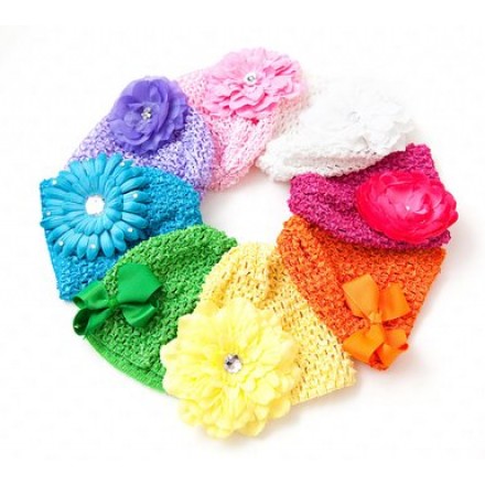 Baby Crochet Baby Beanie Waffle Hats - assorted colours