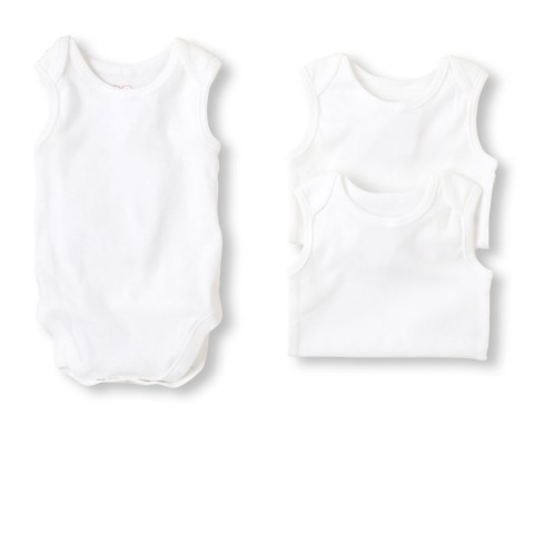 George Sleeveless White 100% Cotton Bodysuit 3-Pack- Unisex (0-9mths)
