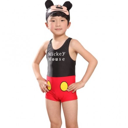 Cute Mickey Toddler One piece Swimsuit & Cap- 2yrs