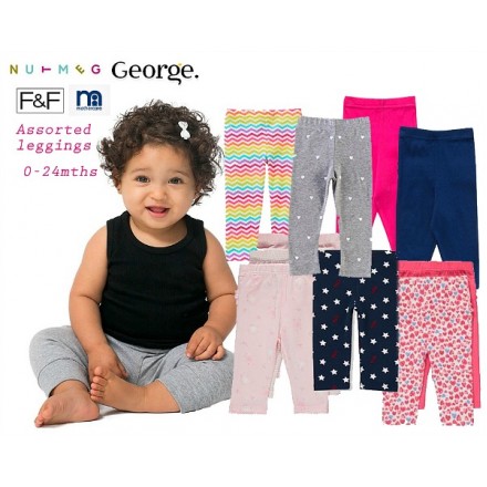 UK Baby Girls Stretch Leggings assorted designs (0-24mths)