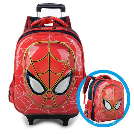 6d Kids Cartoon Face Detachable Backpack Trolley- 16inches (New design)