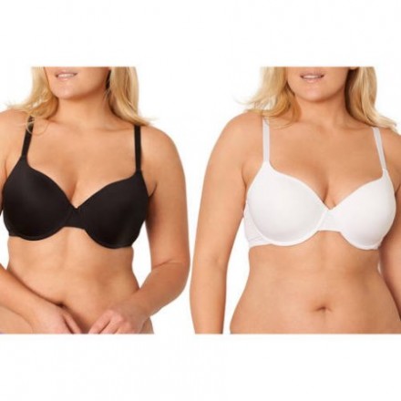 Fruit of the Loom Women's Underwire T-Shirt Bra- 2 pack (Black & White)