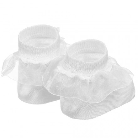 Baby C Infant Girls Lacy White Booties- assorted designs- 0-6mths