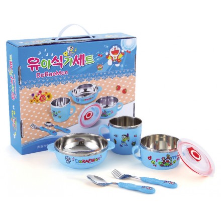 Cartoon 6pc Baby/Toddler Dinnerware Gift Set- Hello kitty, Doraemon, Spongebob
