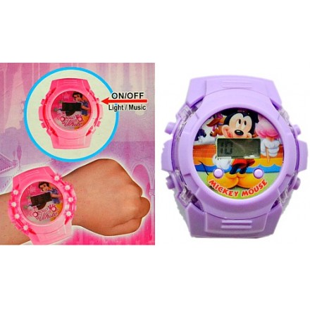 Cartoon Electronic Lights & Music Watch- assorted 