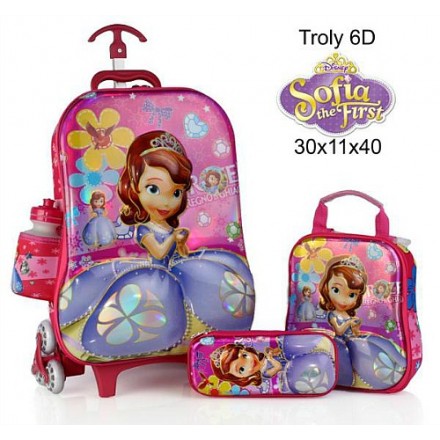 5D/6D 4piece Eva Trolley set-  Trolley, Lunchbag, pencil Case with waterbottle and holder