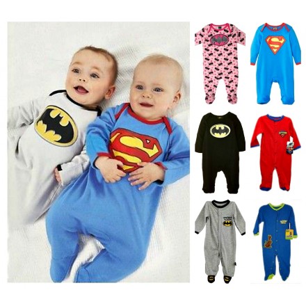 Character Baby Boys/Girls Long Sleeve Footed Sleeper- Superman, Batman, Supergirl, Scoobydoo (0-12mths)