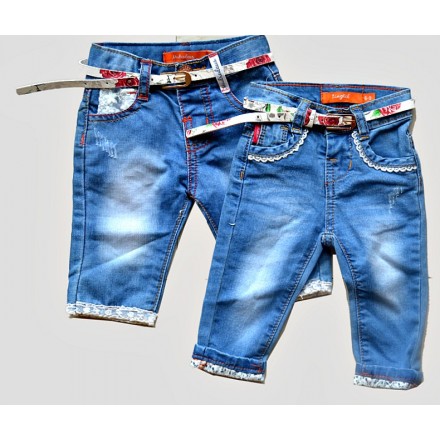 Baby Girl denim Lacy Pants- 3-9mths