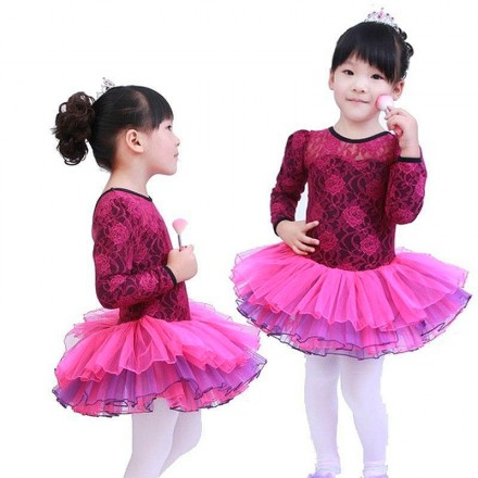 Lovely Barbie Girl Ballerina Lacy Leotard Tutu Dress (3-7yrs)- Yellow & Purple Colours