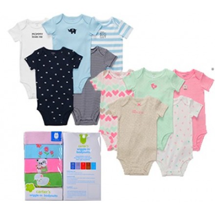 CARTER'S 5 PACK WIGGLE IN BODYSUITS- BOYS & GIRLS (0-18mths)
