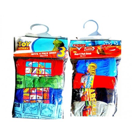 Disney 4 pack boys briefs (Toy story & Pixar Cars) 2-3yrs, 3-4yrs, 5-6yrs