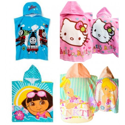 Character Poncho/Hooded Towels- Thomas , Hello Kitty, Tinkerbell, Dora