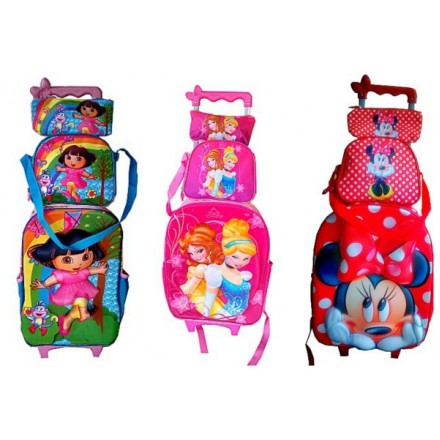3D Eva Trolley Backpack 3PCS set- Trolley Backpack, Lunch bag and pencil bag