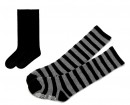 ORCHESTRA 2 PACK PLAIN BLACK & STRIPE KNEE HIGH GIRLS SOCKS- Shoe size 27-30