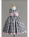 CrayonKids Playful Sleeveless Plaid dress with Pink Sash and Corsage- 6mths-24mths
