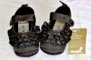 Mothercare Black satin Tier Prewalker shoes-  6-9mths