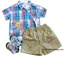 Little Wonder Baby boy 3pc set- Shirt, Shorts and Sandals (Size 3mths- 9mths)