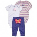 Carters Little Layette 3-Piece Girls Butterfly Bodysuit Set - 6mths