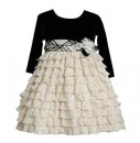 Bonnie Jean Girls' Black/Ivory Tiered Dress- 2T, 3T, 4T
