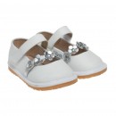 Little Blue Lamb Toddler White/ Silver Leather Squeaky Shoes- US Size 6, 7