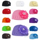 Girls Crochet Beanie Hat with flower Detail