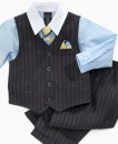 Nautica 4-piece,tie,shirt,pant and waist coat-blue/gray