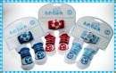 SOFT TOUCH BOYS INFANTS FOOTBALL SOCKS AND WRISTBAND SET 0-6 MONTHS (Blue & Red)