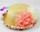 Girls Flower Straw Hat with Rosette Edges- limited qty available