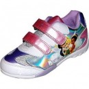  Girls Disney Fairy Wish- White & Pink Tinkerbell Velcro Trainers- Size 8-10
