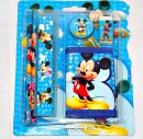 Character 6pc stationery set with WALLET- assorted (pack of 12)- Winnie,Mickey, Dora