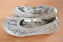 George Petra Silver Scrunch Ballet Flats (US size 12, 13)