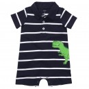Carter's short sleeve print/Stripe polo romper 6mths, 9mths, 12mths, 18mths, 24mths