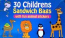 30 CHILDREN SANDWICH BAGS WITH FUN ANIMAL STICKERS