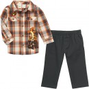 Disney Boys' Tigger Button Down Shirt with Chinos - Orange/Gray (6mths, 9mths)