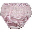 SOFT TOUCH BABY GIRL SATIN LACE FRILLY PANTS 0-6/ 6-12mths (pink & cream)