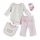 Vitamins Baby Newborn Girl's 4 Piece Set: Bodysuit, Pant, Bib, Socks
