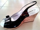 Girls Soda Peep-Toe Wedge Sandals- Black- US Size 3