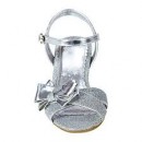  WonderKids Girl's Glitter Dress Sandal Heather - Silver (size 3, 5)