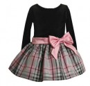 Bonnie Jean Toddler Girls Black Velvet with Pink Plaid Tutu Dress- OUT OF STOCK