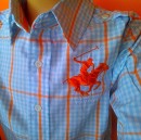 Beverly hills Polo Club Long sleeve Plaid Shirt with Logo Crest- Convertible sleeve(can be converted to short sleeve)- Size 