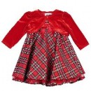 Youngland Xmas Plaid Dress & Shrug Set -3yrs