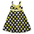 Youngland Girls Polka Dot Dress Yellow, White, Black- 5yrs