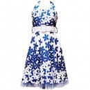 Rare Editions Bule & White Floral Halter Dress - 8-10yrs