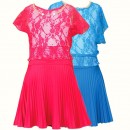 Alexandra Red Lace Overlay Top & Pleat Skirt Set - 4yrs, 6yrs