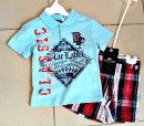 Black label Boys 2piece Outfit- Top & Plaid shorts- 2T